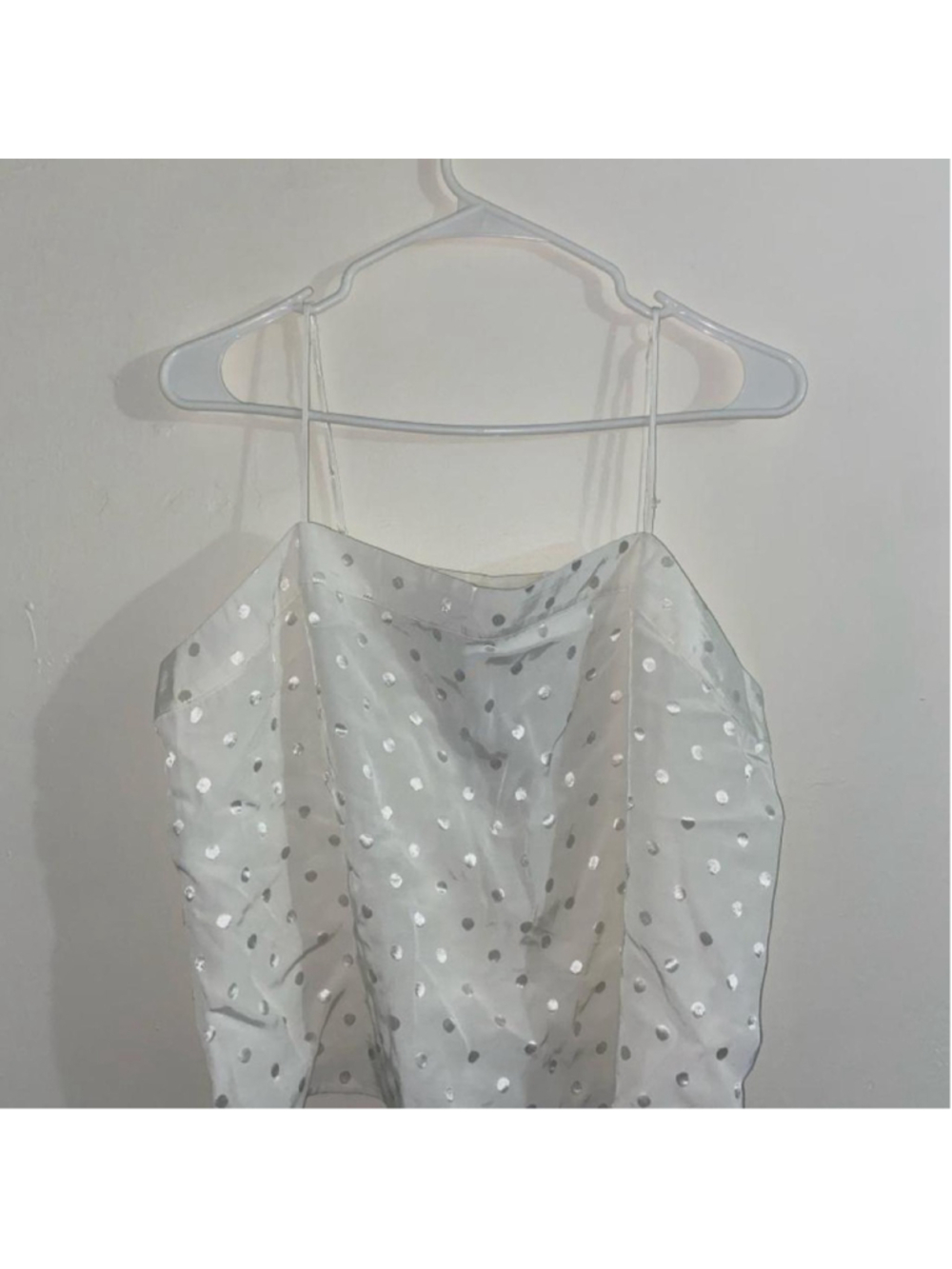 EXPRESS White polka dot wide angle crop top